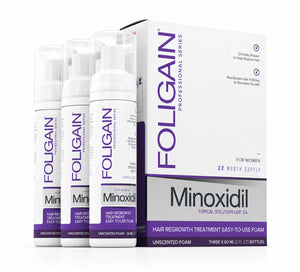 FOLIGAIN® Minoxidil 2% Hair Regrowth Foam For Women 3 Month Supply - FOLIGAIN EUROPE