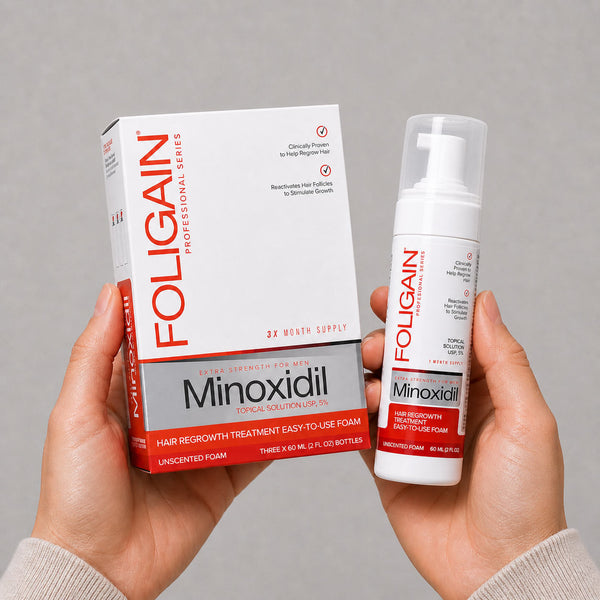 FOLIGAIN® Minoxidil 5% Hair Regrowth Foam For Men 6 Month Supply - FOLIGAIN EUROPE