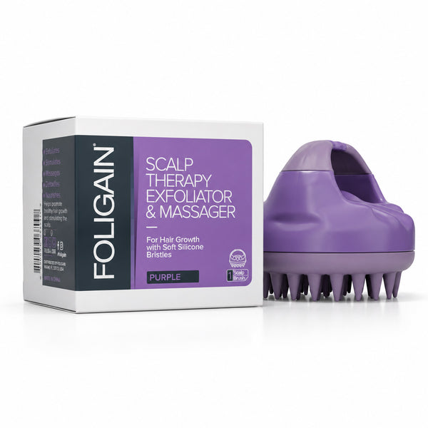FOLIGAIN® Scalp Therapy Exfoliator & Massager in Purple - FOLIGAIN EUROPE