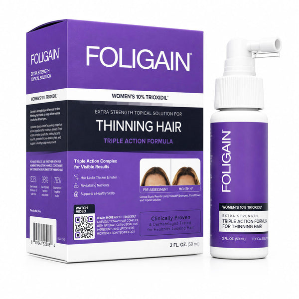 FOLIGAIN® Triple Action Complete Formula For Thinning Hair For Women with 10% TRIOXIDIL® - FOLIGAIN EUROPE