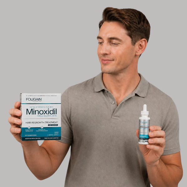 FOLIGAIN® Low Alcohol Minoxidil 5% Hair Regrowth Treatment For Men 12 Month Supply - FOLIGAIN EUROPE