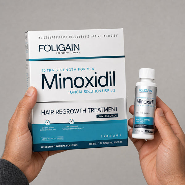 FOLIGAIN® Low Alcohol Minoxidil 5% Hair Regrowth Treatment For Men 12 Month Supply - FOLIGAIN EUROPE